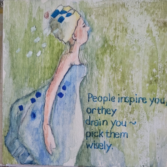 Hand-painted Wood Tile,  5x5 inches,  Can Write Your Own Message On The Back. - Picture 14 of 16